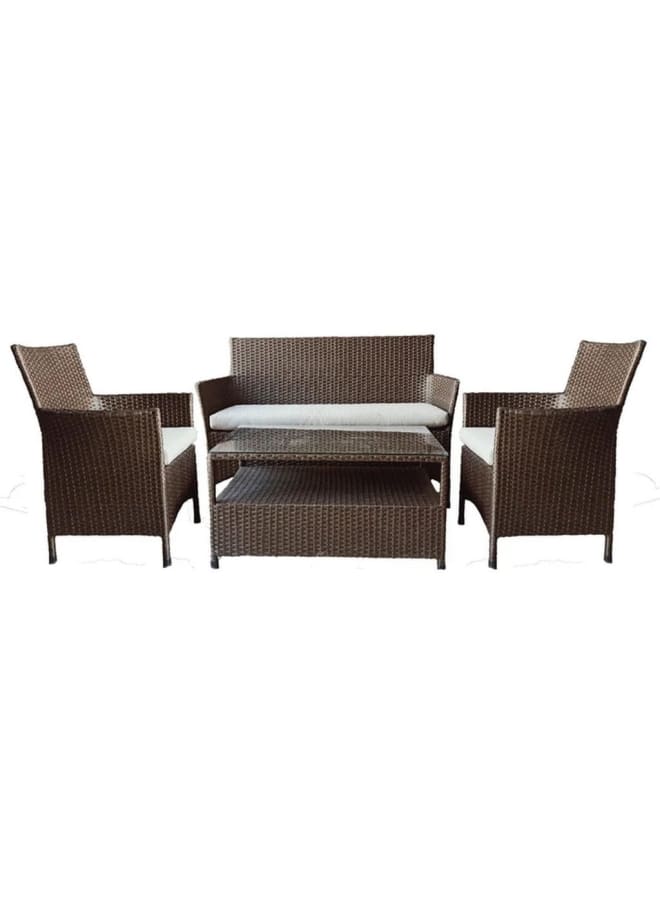 Iron and electrostatic paint Outdoor Set 4 Pieces - Brown